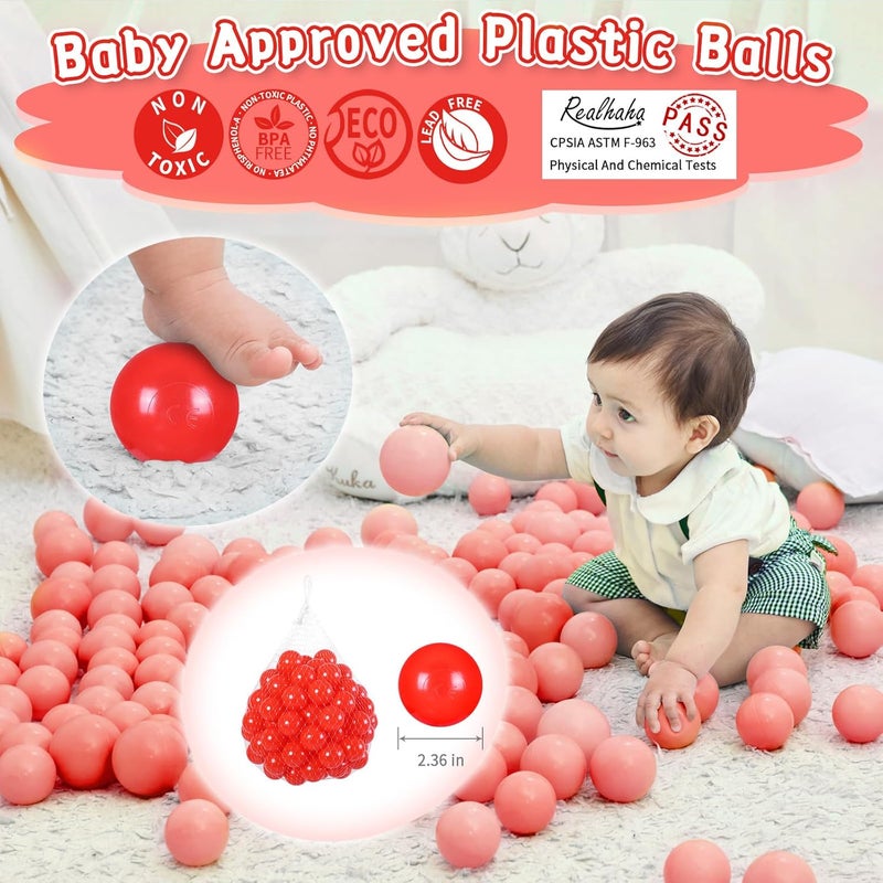 Realhaha كرات اللعب للأطفال الصغار، كرات بلاستيكية خالية من BPA للأطفال للعب في بيت الكرة، 100 قطعة، 2.2 2.36 2.75 بوصة - Image 3